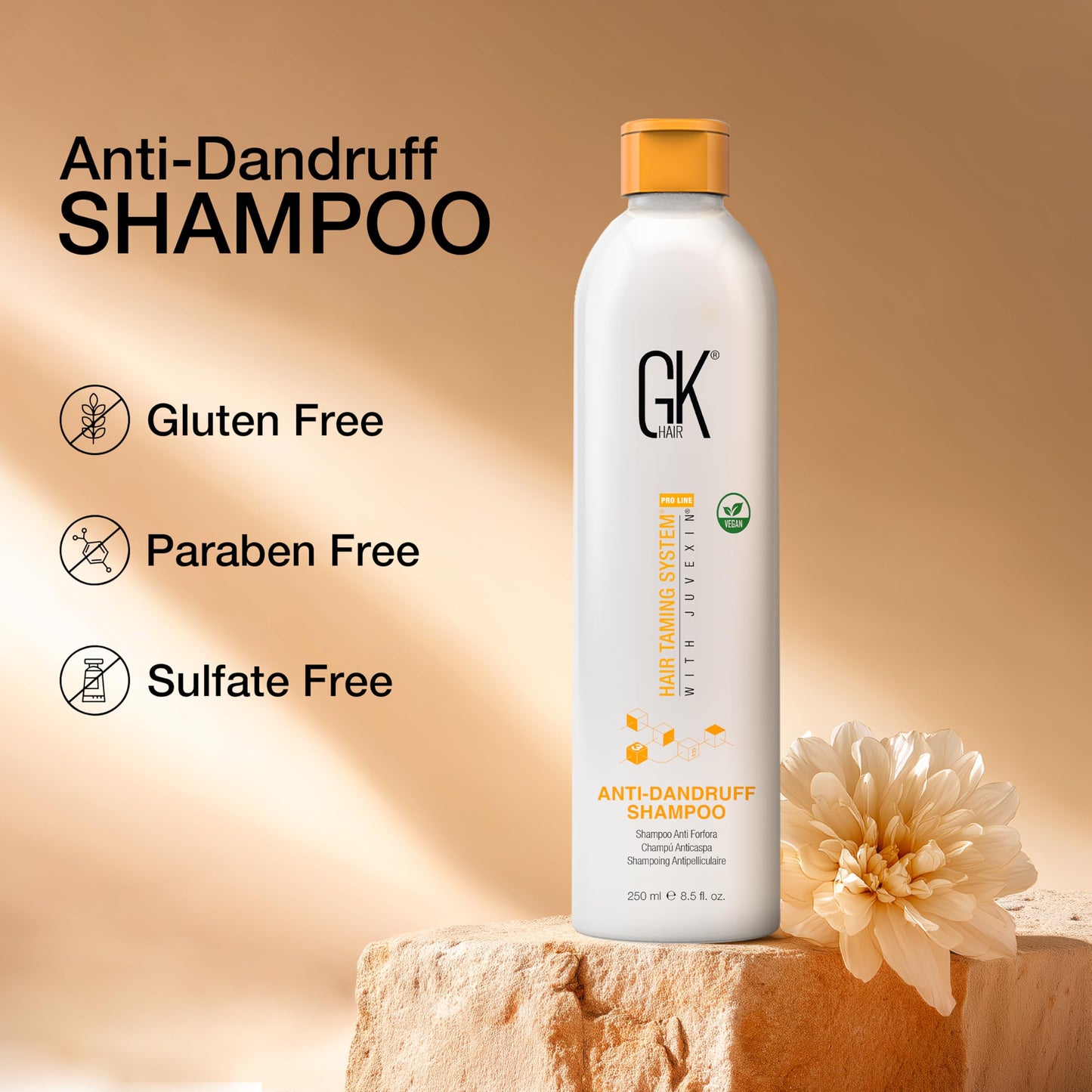 GK HAIR Anti-Dandruff Shampoo Feel the Relief as Itching and Flakes Fade Away, Leaving Your Scalp Refreshed and Hair Soft, Smooth, and Full of Life – Sulfate-Free, 8.5 Fl Oz